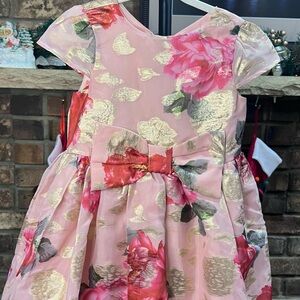 Gymboree Pink and Gold Floral Dress